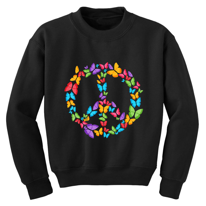 Retro Peace Love Love 60's 70's Hippie Butterflies Youth Sweatshirt by Kosdapen517 | Artistshot