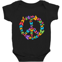 Retro Peace Love Love 60's 70's Hippie Butterflies Baby Bodysuit | Artistshot