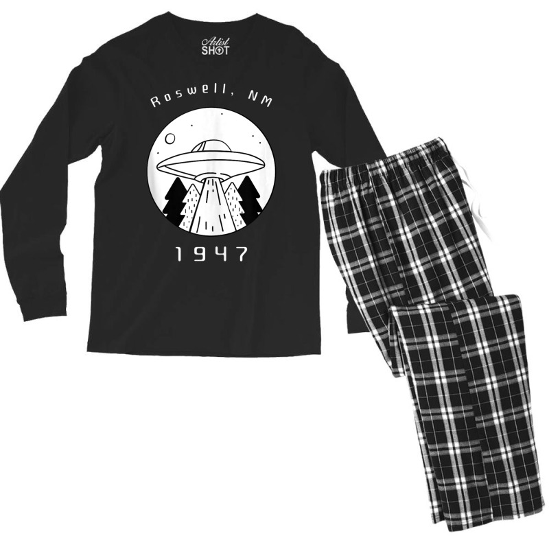 Roswell Ufo Alien Hunter First Contact Ufologist Spaceship Men's Long Sleeve Pajama Set by Min01 | Artistshot