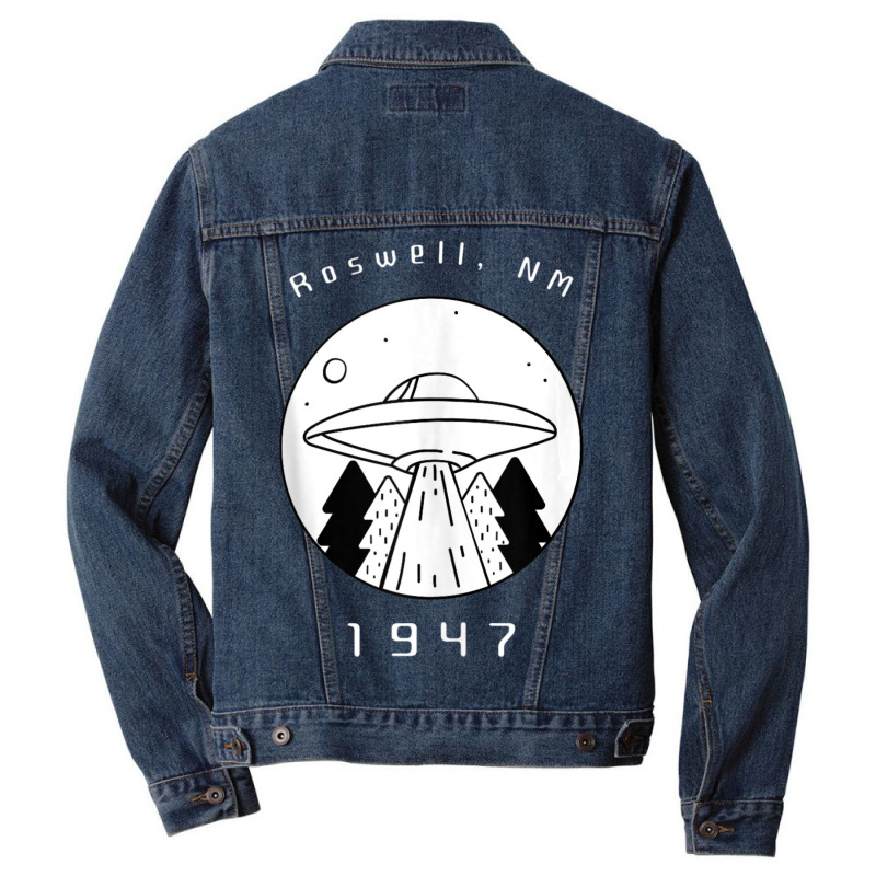 Roswell Ufo Alien Hunter First Contact Ufologist Spaceship Men Denim Jacket by Min01 | Artistshot