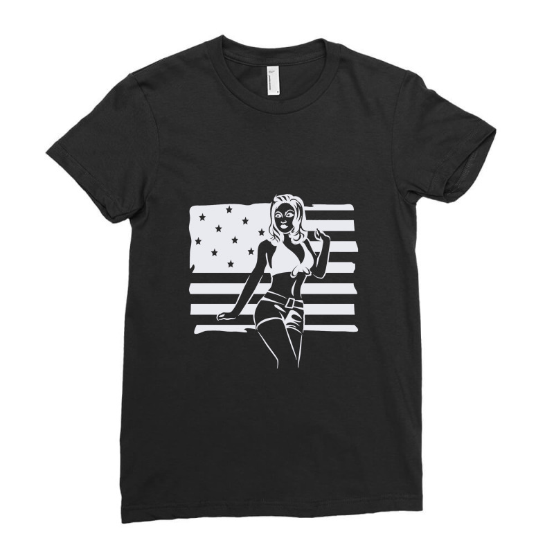 American Woman Ladies Fitted T-Shirt by cosmicskulles | Artistshot