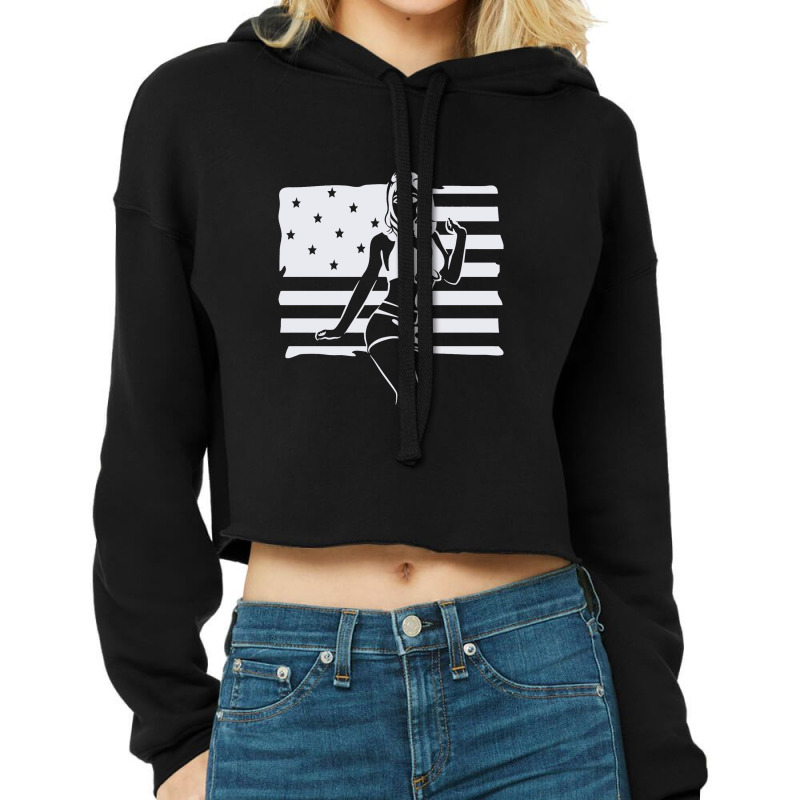 American Woman Cropped Hoodie by cosmicskulles | Artistshot