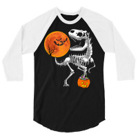 Halloween Dinosaur T Rex Skeleton Scary Boys Kids Teens T Shirt 3/4 Sleeve Shirt | Artistshot