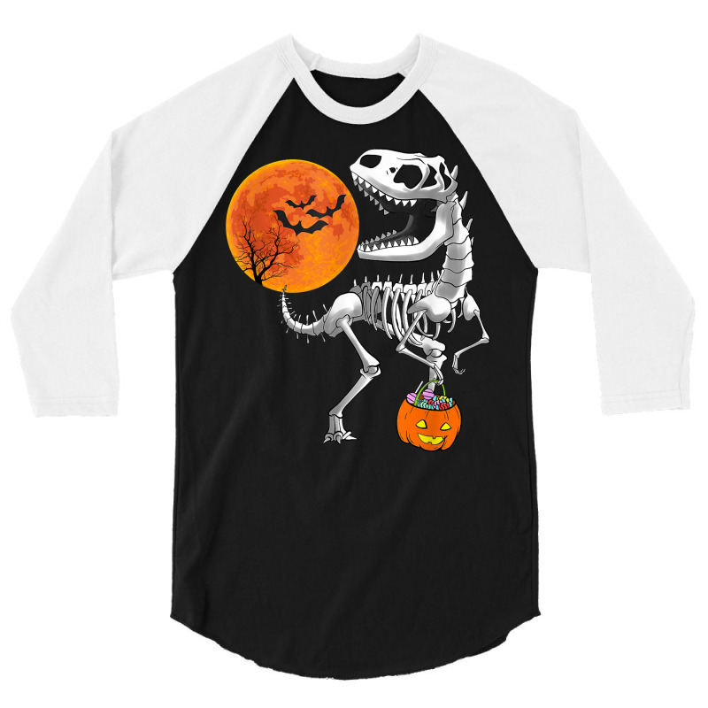 Halloween Dinosaur T Rex Skeleton Scary Boys Kids Teens T Shirt 3/4 Sleeve Shirt by naeqozhuhaso | Artistshot