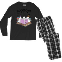 Cute Ghost Book Worm Nerd Boooks Halloween Party Costume T Shirt Copy Men's Long Sleeve Pajama Set | Artistshot