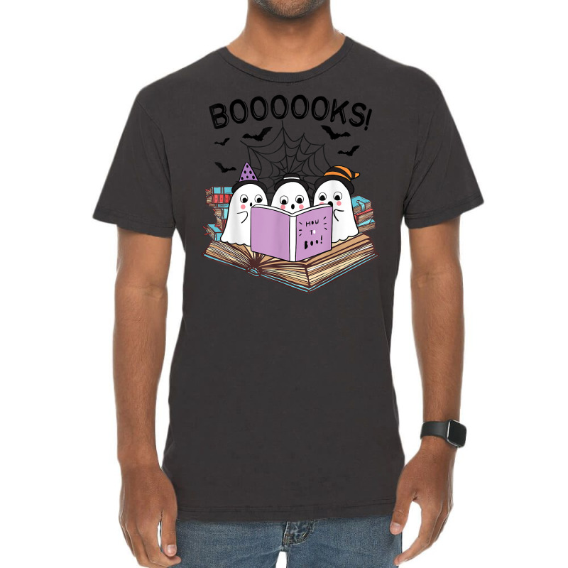 Cute Ghost Book Worm Nerd Boooks Halloween Party Costume T Shirt Copy Vintage T-shirt | Artistshot