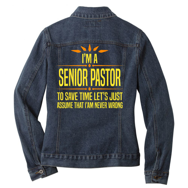 Im A Desk Senior Pastor T Shirt Ladies Denim Jacket by nealegmruland1 | Artistshot