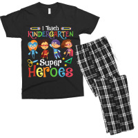 I Teach Kindergarten Superheroes Wellcome Back To School Men's T-shirt Pajama Set | Artistshot