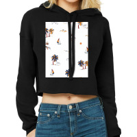 Beautiful Hand Drawn Summer Island Vacation Mood Paradise Seamless Pat Cropped Hoodie | Artistshot