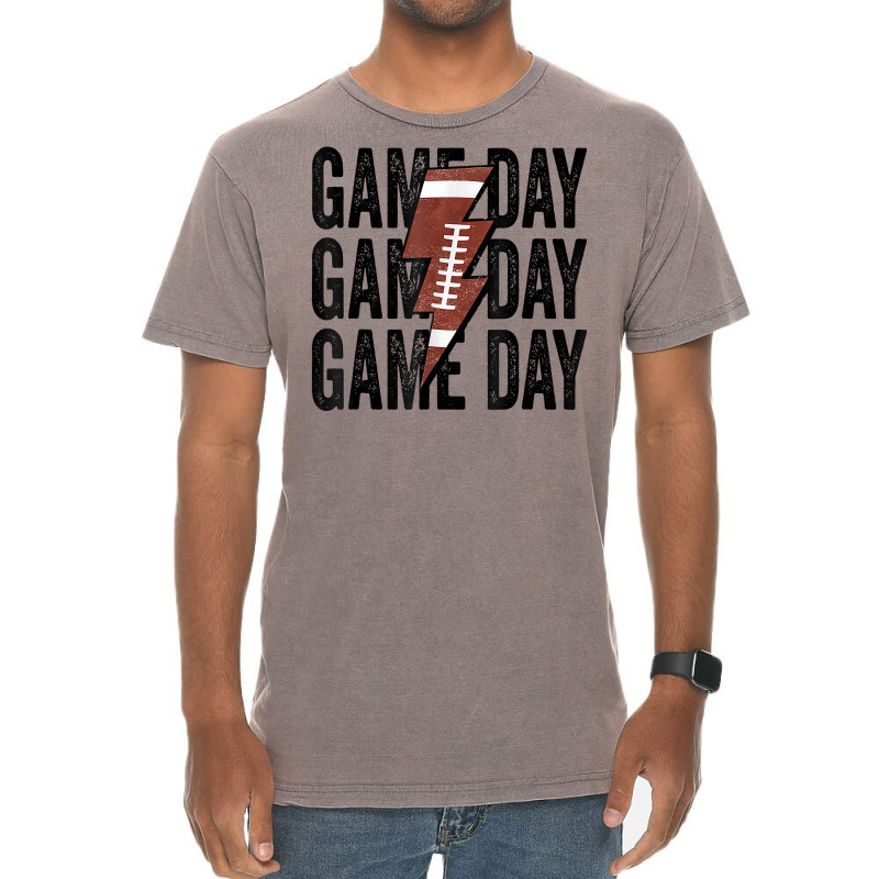 Vintage Game Day Football Lightning Bolt Funny Team Sport T Shirt Vintage T-Shirt by cm-arts | Artistshot