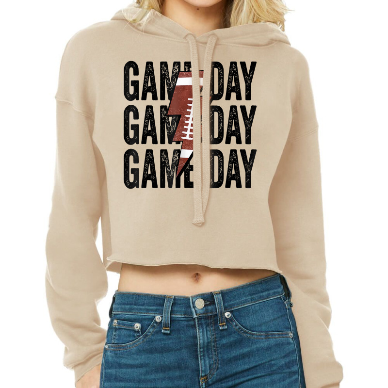 Vintage Game Day Football Lightning Bolt Funny Team Sport T Shirt Cropped Hoodie by cm-arts | Artistshot