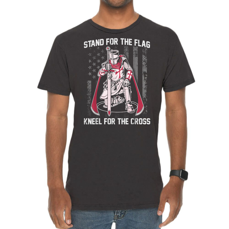 Stand For The Flag Kneel For The Cross Crusader Knights T Shirt Vintage T-shirt | Artistshot