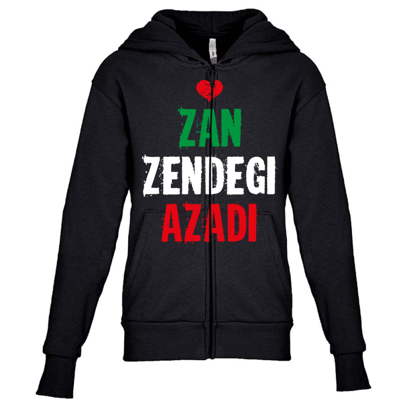 Free Iran  Zan Zendegi Azadi  Persian Heart Love Quote Sweatshirt Youth Zipper Hoodie | Artistshot