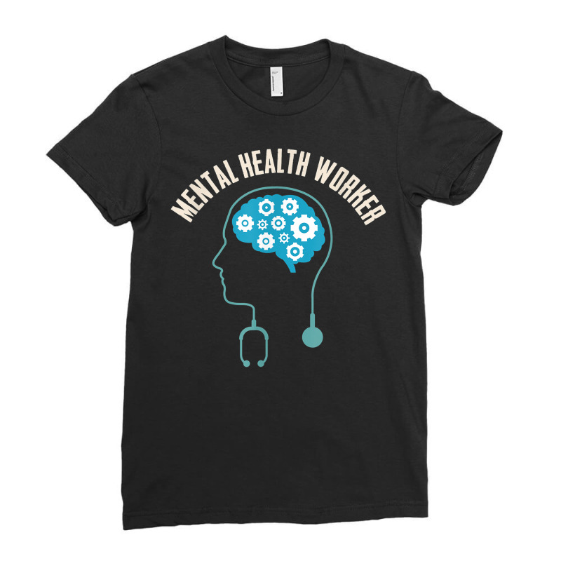 Mental Health Worker Brain Art Minimalist Aesthetic Ladies Fitted T-Shirt by Uniform | Artistshot