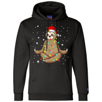 Christmas Lights Sloth Meditating Champion Hoodie | Artistshot