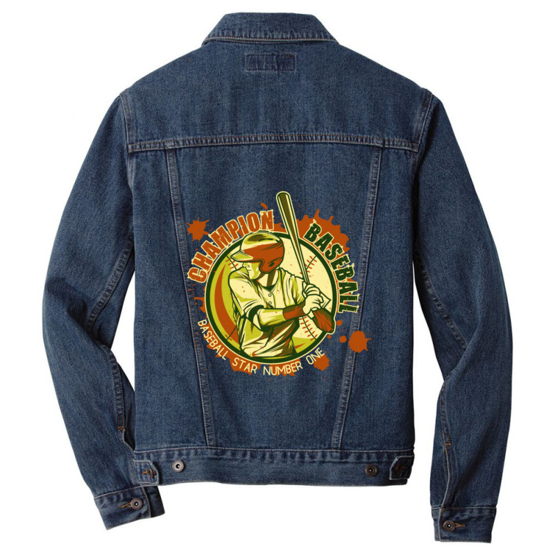 Champion Baseball, Baseball Star Number 1, Great Gift For Baseball Lov Men Denim Jacket | Artistshot