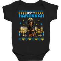 Dachshund Chanukah Jewish Ugly Hanukkah Sweater Pajama Baby Bodysuit | Artistshot