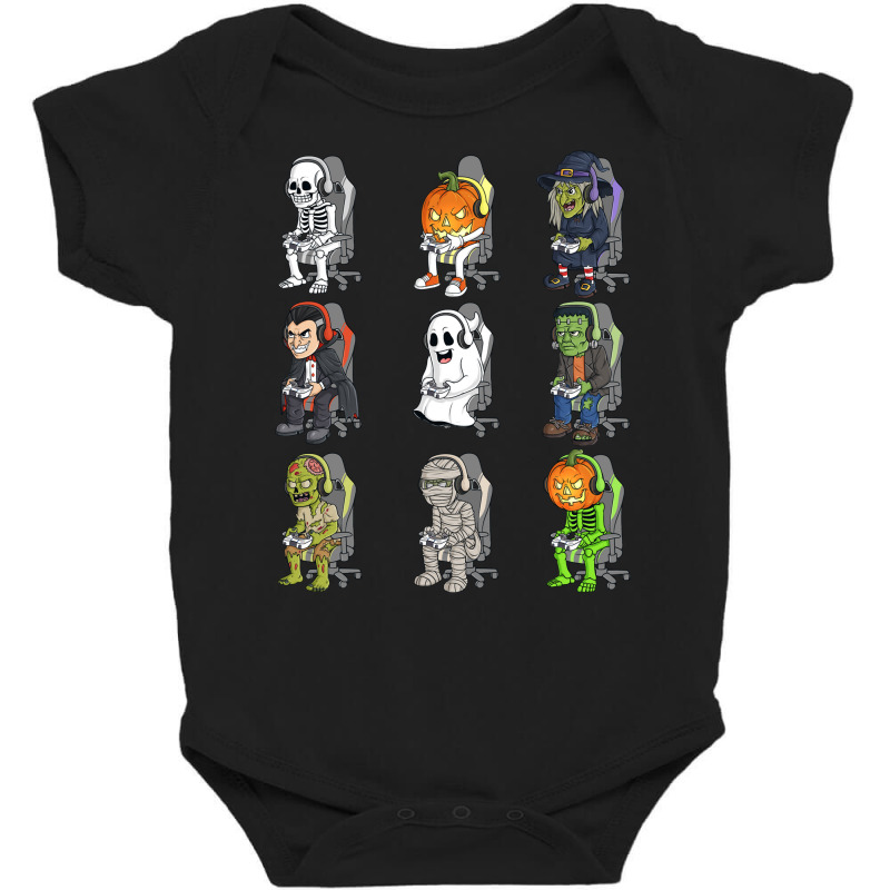 Gaming Halloween Skeleton Vampire Gamer Zombie Boys Kids Long Sleeve T Baby Bodysuit by lazhehurezhu | Artistshot