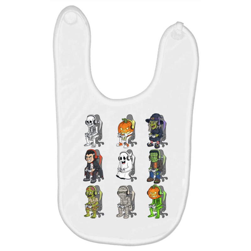 Gaming Halloween Skeleton Vampire Gamer Zombie Boys Kids Long Sleeve T Baby Bibs by lazhehurezhu | Artistshot