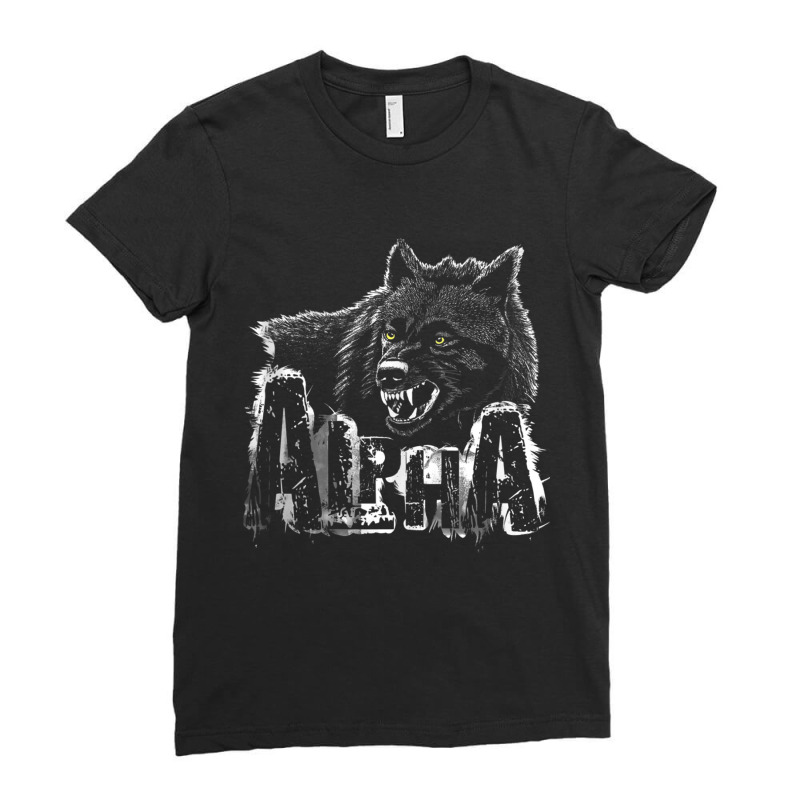 Dominant Predator Alpha Scary Wolf Face Tank Top Ladies Fitted T-Shirt by cm-arts | Artistshot