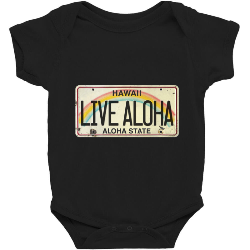 Live Aloha Vintage License Plate Baby Bodysuit | Artistshot