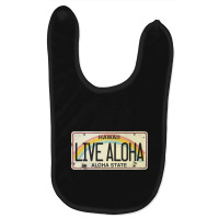 Live Aloha Vintage License Plate Baby Bibs | Artistshot