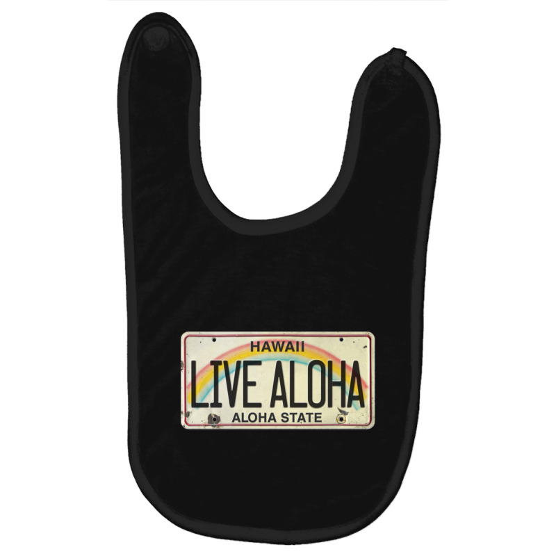 Live Aloha Vintage License Plate Baby Bibs | Artistshot