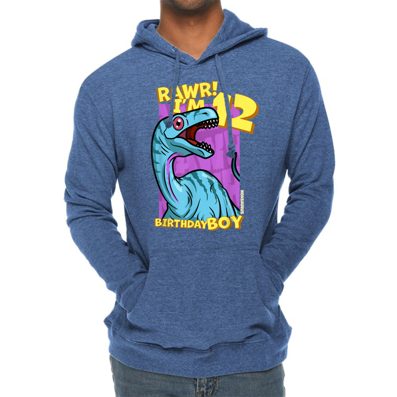 Rawr! I'm 12 Birthday Boys 12th Birthday Dino Noasaurus T Shirt Lightweight Hoodie | Artistshot