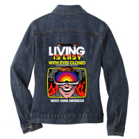 Eyes Closed Ladies Denim Jacket | Artistshot