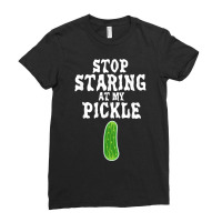 Stop Staring At My Pickle Costume Funny Easy Halloween Gift T Shirt Ladies Fitted T-shirt | Artistshot