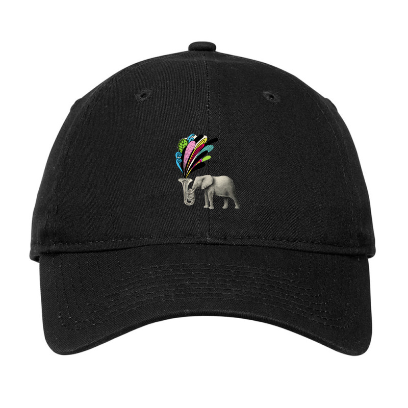 Elephant Playing A Musical Instrument Adjustable Cap by cm-arts | Artistshot