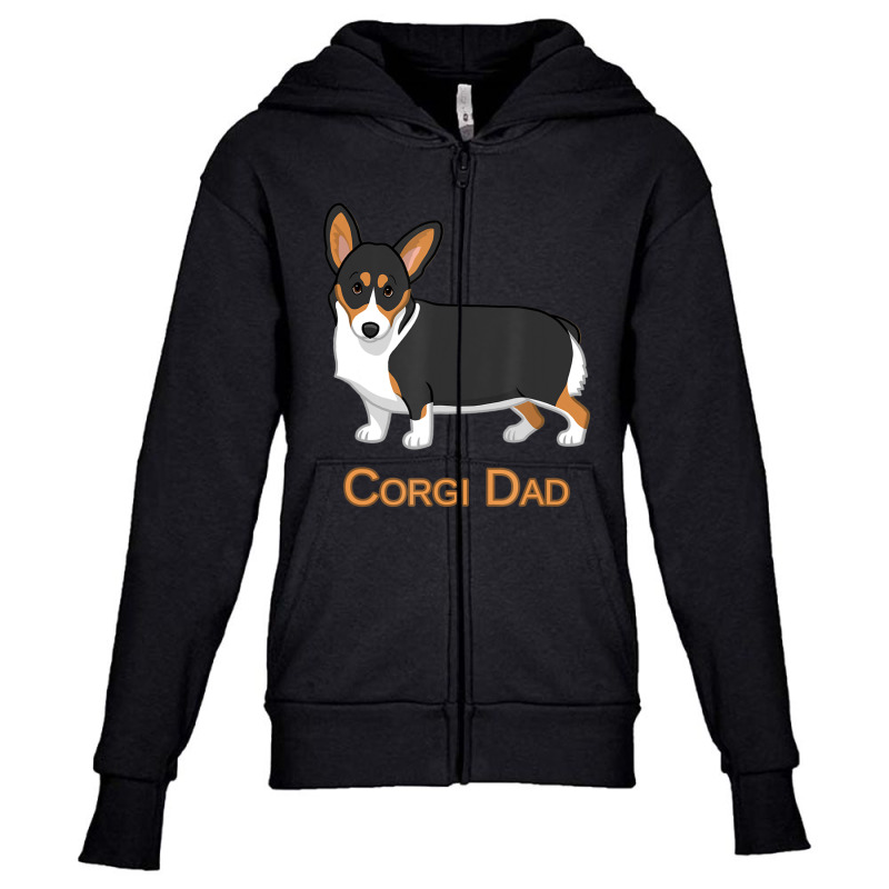 Cute Black Tricolor Pembroke Corgi Dad Dog Lovers Youth Zipper Hoodie by Konlasa6638 | Artistshot