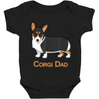 Cute Black Tricolor Pembroke Corgi Dad Dog Lovers Baby Bodysuit | Artistshot