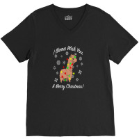 Llama Merry Christmas V-neck Tee | Artistshot