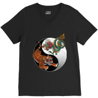 Asian Dragon Tiger Yin Yang Tiger V-neck Tee | Artistshot