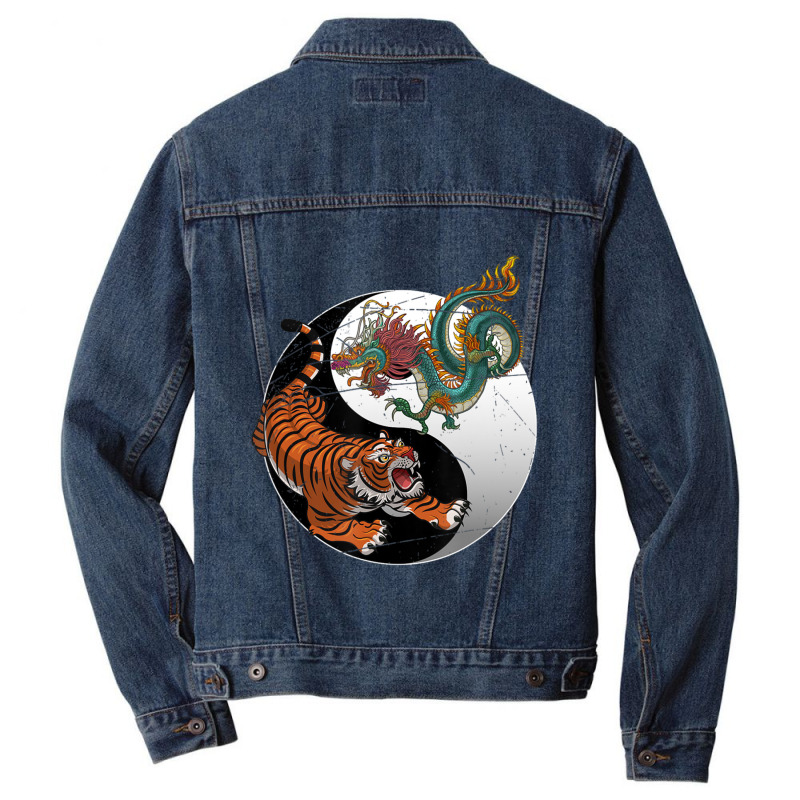 Asian Dragon Tiger Yin Yang Tiger Men Denim Jacket | Artistshot