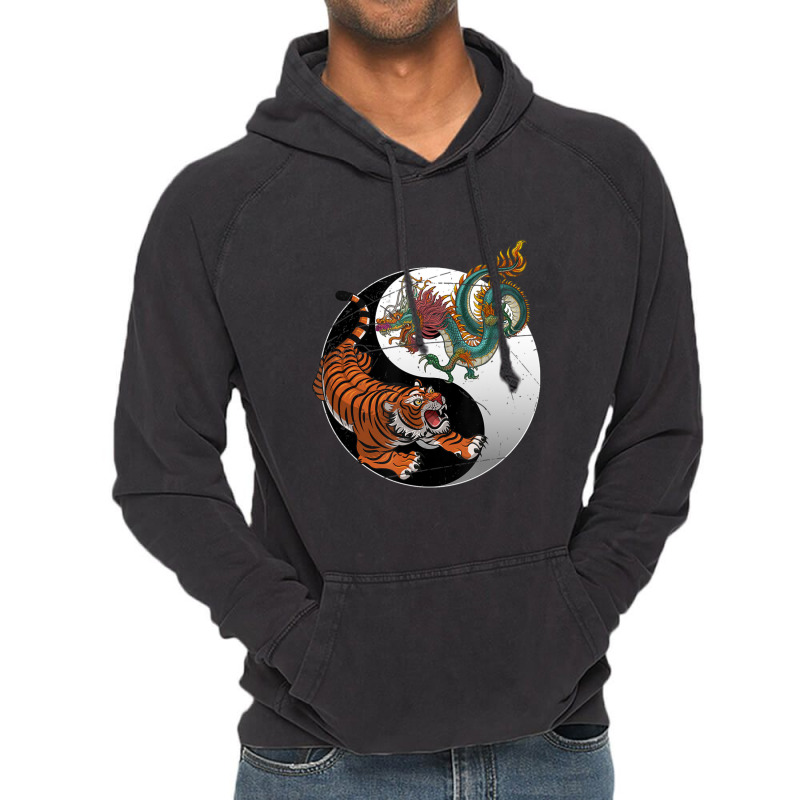 Asian Dragon Tiger Yin Yang Tiger Vintage Hoodie | Artistshot