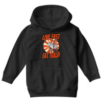 Live Fast Eat Trash Possum Riding Vintage Minibike Youth Hoodie | Artistshot