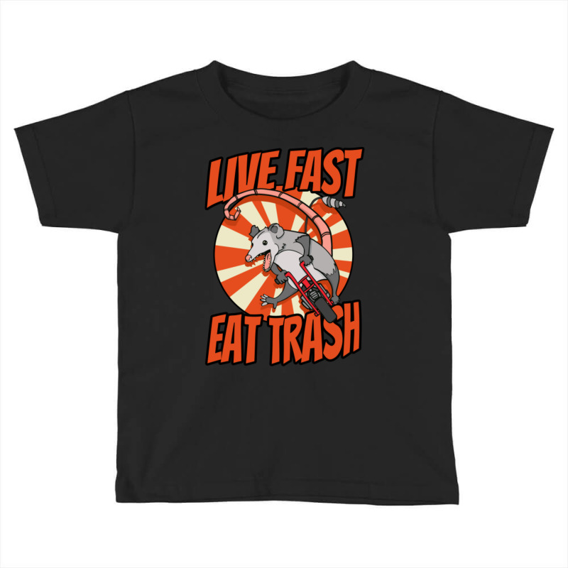 Live Fast Eat Trash Possum Riding Vintage Minibike Toddler T-shirt by Kuwannin528 | Artistshot