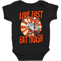 Live Fast Eat Trash Possum Riding Vintage Minibike Baby Bodysuit | Artistshot