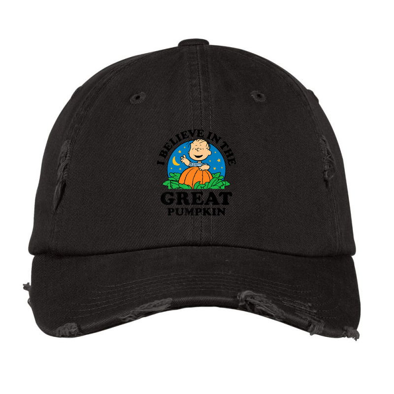 Peanuts Halloween I Believe In The Great Pumpkin Vintage Cap by cm-arts | Artistshot