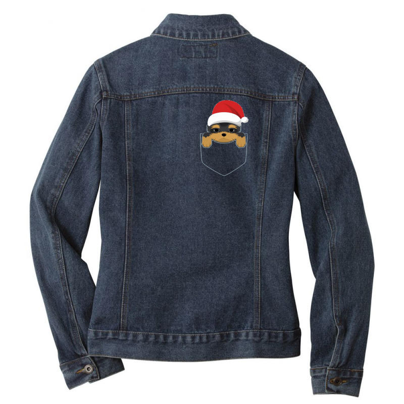 Yorkshire Terrier Dog Yorkie Christmas Pocket Graphic Ladies Denim Jacket by hoainv | Artistshot