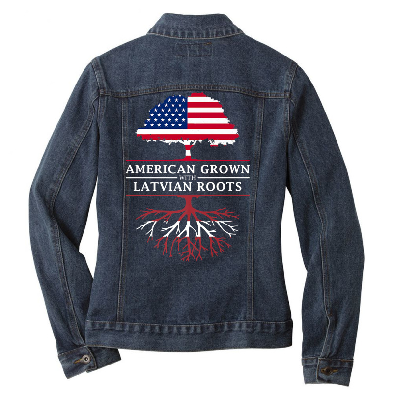 American Grown With Latvian Roots   Latvia Premium T Shirt Ladies Denim Jacket by cm-arts | Artistshot