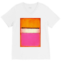 Mark White Center (yellow, Pink And Lavender On Rose) V-neck Tee | Artistshot