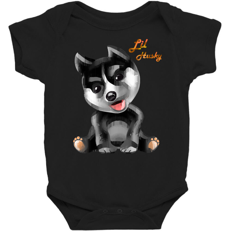 Huskies T  Shirt Lil Husky Smile Puppy, Pompsky Puppies Sitting T  Shi Baby Bodysuit | Artistshot