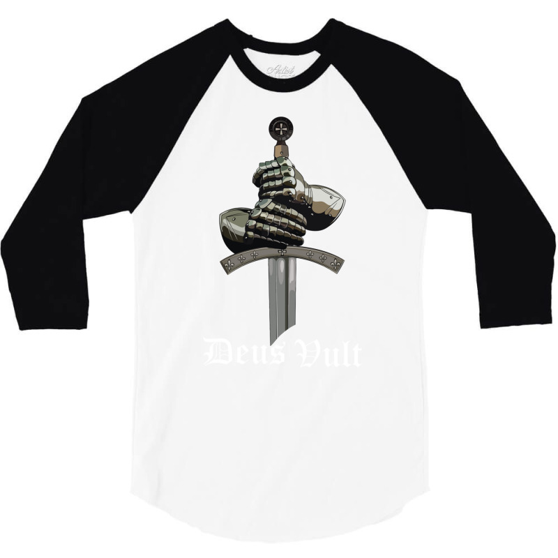 Deus Vult   Catholic Crusader Templar Knight   Sword & Armor Long Slee 3/4 Sleeve Shirt | Artistshot