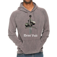 Deus Vult   Catholic Crusader Templar Knight   Sword & Armor Long Slee Vintage Hoodie | Artistshot