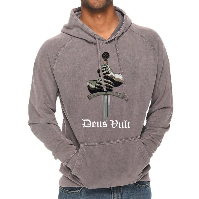 Deus Vult   Catholic Crusader Templar Knight   Sword & Armor Long Slee Vintage Hoodie | Artistshot