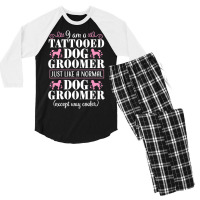 Dog Groomer Tattooed Pet Grooming Puppy Care Men's 3/4 Sleeve Pajama Set | Artistshot