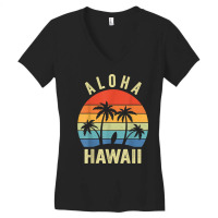 Aloha Hawaii Hawaiian Island Shirt Palm Beach Surfboard Surf T Shirt Women's V-neck T-shirt | Artistshot